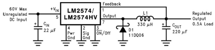Application Circuit Diagram - Texas Instruments LM2574x SIMPLE SWITCHER® Voltage Regulators